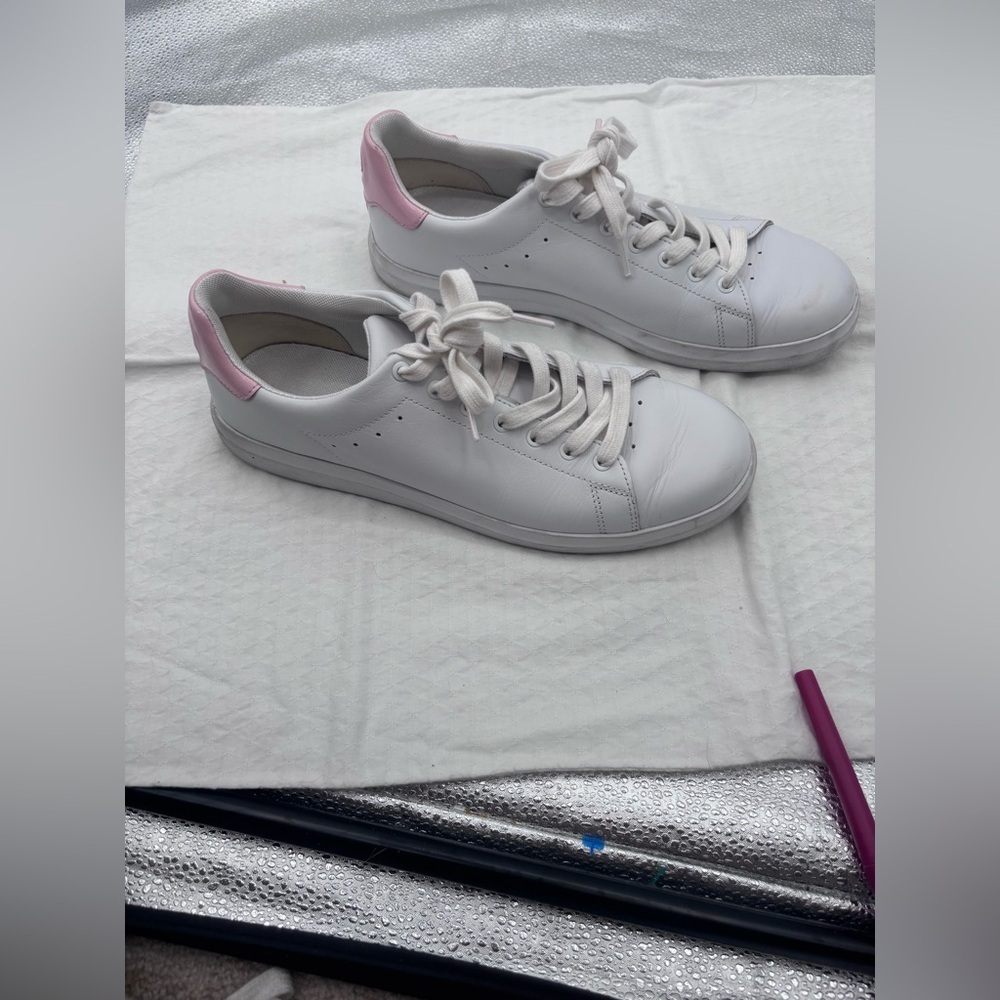 Tory Burch Howell Court Sneakers in Titanium White/Petunia Size 10M - Picture 3 of 7